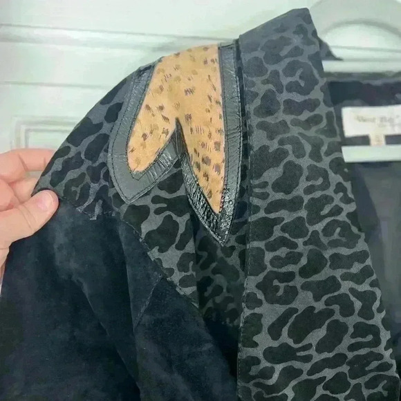 Vintage 80s West Bay Genuine Leather Jacket Size 8 (S/M), Animal Print Western - Picture 7 of 14